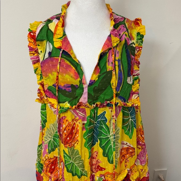 🌴Farm Rio Mixed Prints Tiered Tropical Maxi Dress - Picture 6 of 9